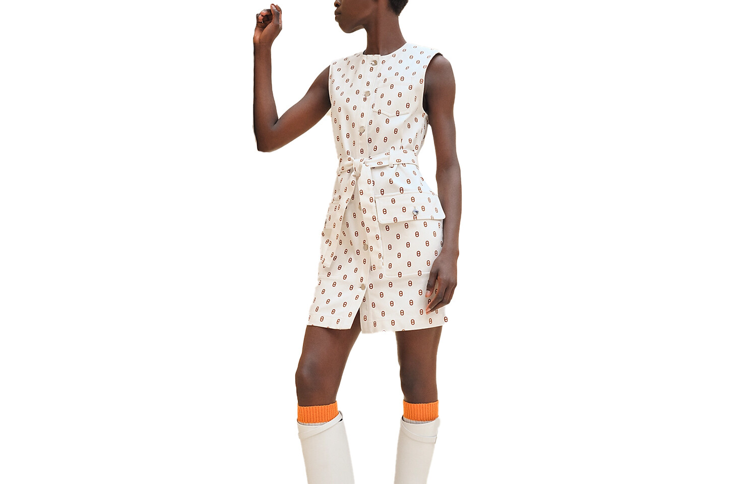 Платье женское Hermes без рукавов, белый / коричневый
Платье женское Hermes без рукавов, белый / коричневый