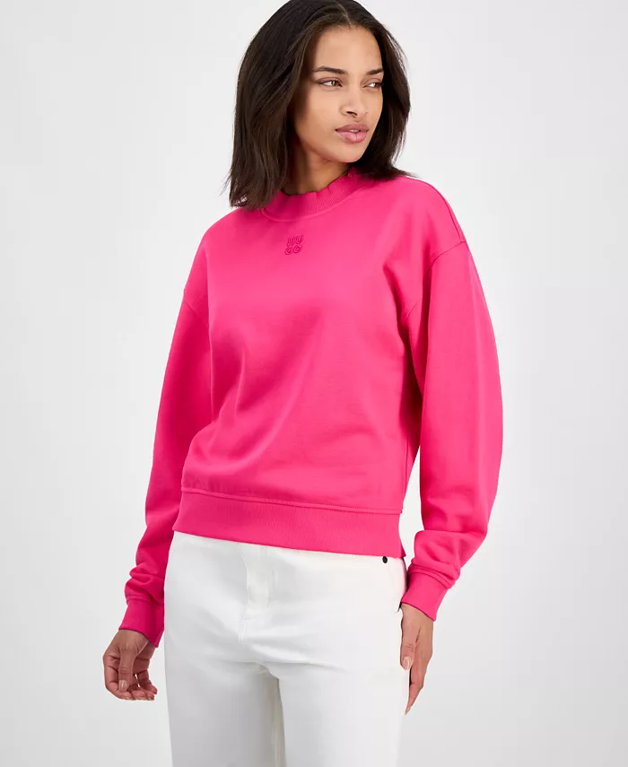 Женская хлопковая толстовка с воротником-стойкой и логотипом HUGO, розовый
Женская хлопковая толстовка с воротником-стойкой и логотипом HUGO, розовый