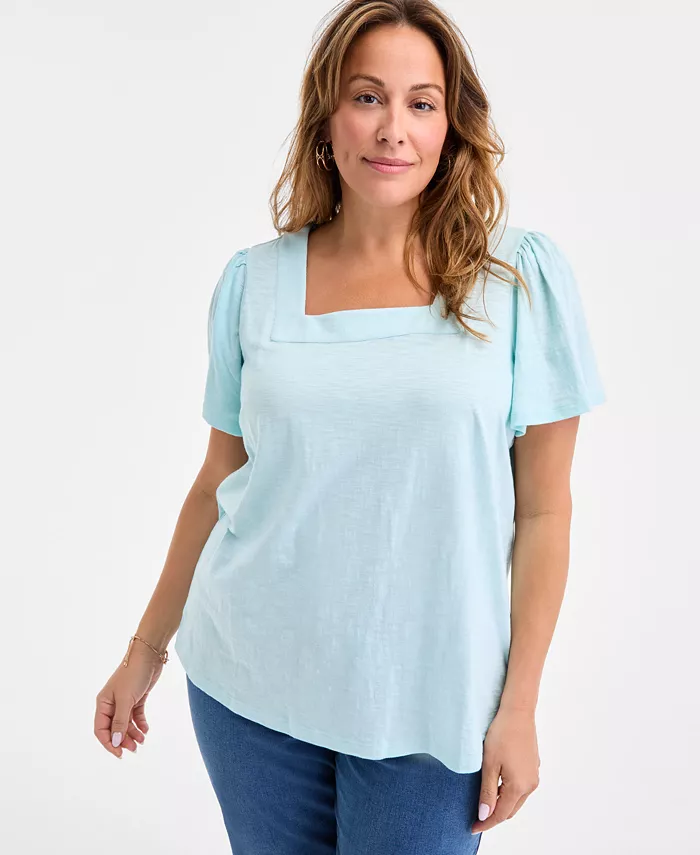 Топ с квадратным вырезом и короткими рукавами больших размеров Style & Co, зеленый
Топ с квадратным вырезом и короткими рукавами больших размеров Style & Co, зеленый