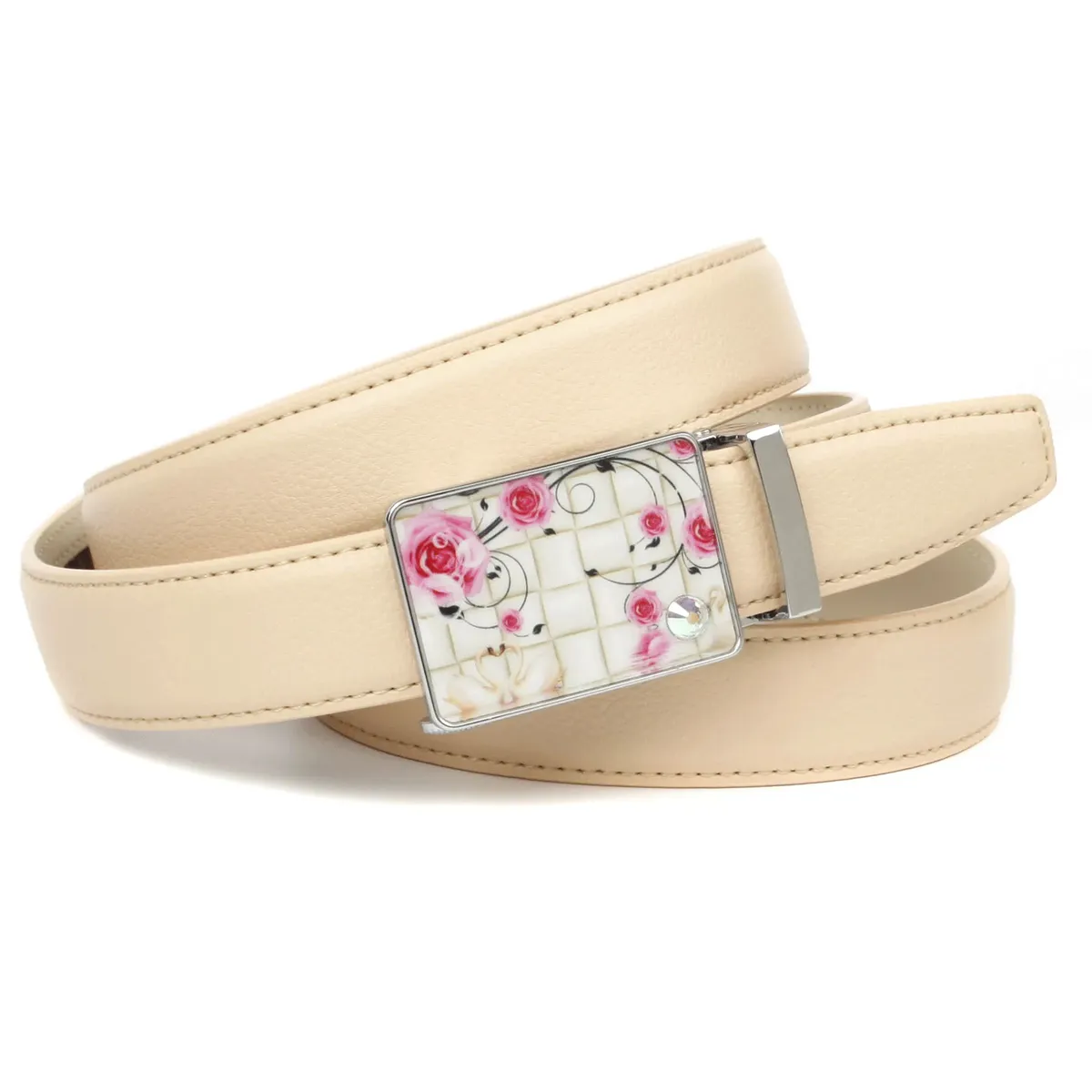 Стильный кожаный ремень Anthoni Crown бежевого цвета с серебристой застежкой, бежевый
Стильный кожаный ремень Anthoni Crown бежевого цвета с серебристой застежкой, бежевый