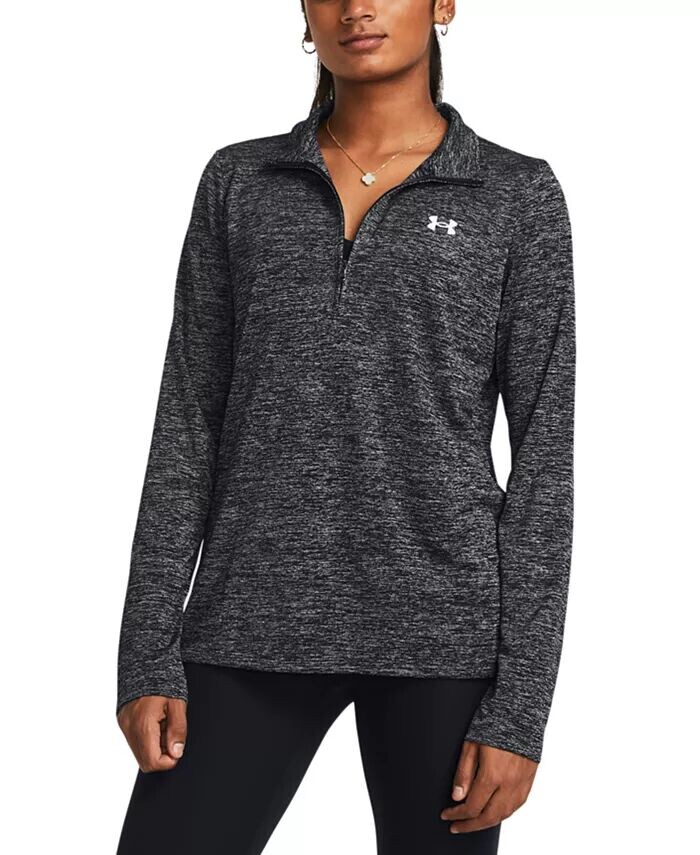 Женский топ Twist Tech с молнией до половины и логотипом Under Armour, черный
Женский топ Twist Tech с молнией до половины и логотипом Under Armour, черный