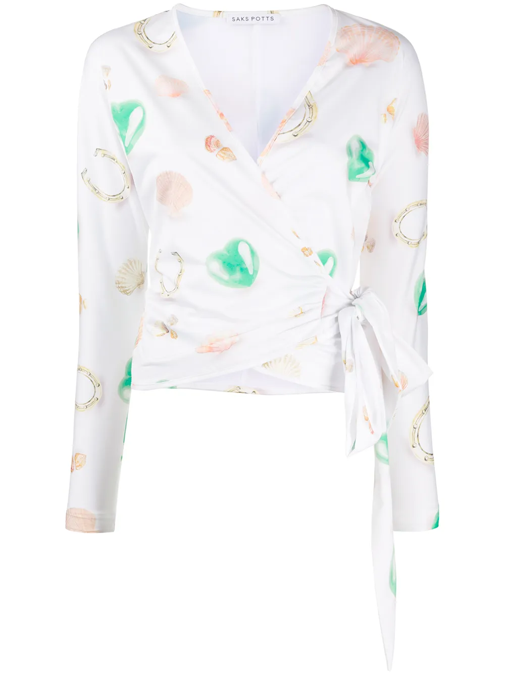 Топ с запахом и принтом Saks Potts, белый 
Топ с запахом и принтом Saks Potts, белый