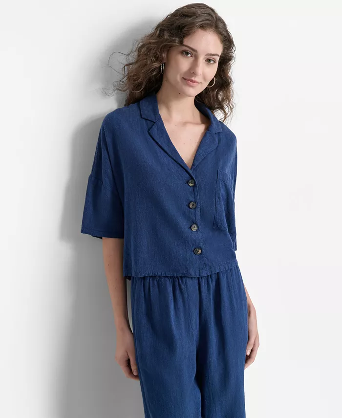 Женская рубашка с рукавами до локтя и пуговицами спереди DKNY, синий
Женская рубашка с рукавами до локтя и пуговицами спереди DKNY, синий