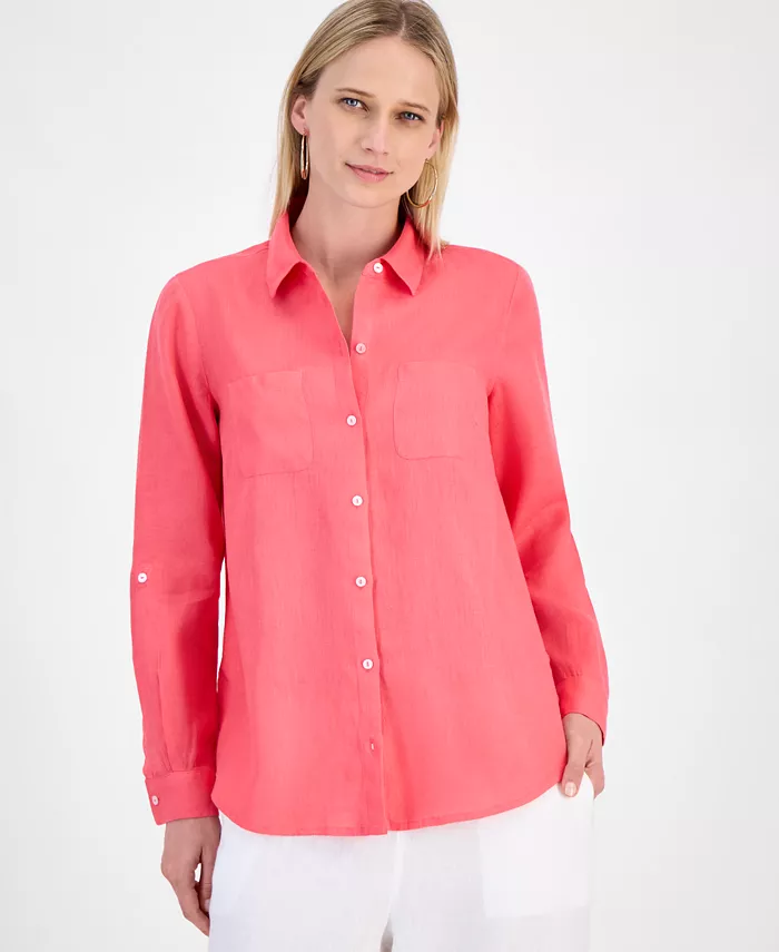 Женская рубашка на пуговицах из 100% льна, Petite Charter Club, розовый
Женская рубашка на пуговицах из 100% льна, Petite Charter Club, розовый