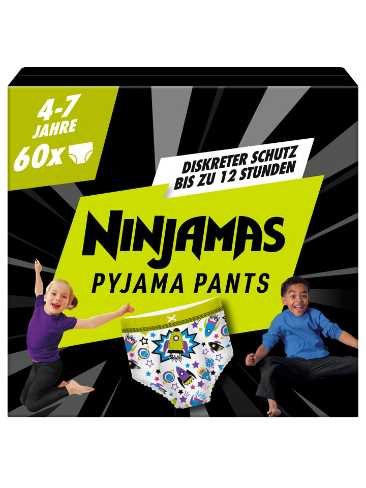 Пижамные штаны Ninjamas Spaceship, 60 впитывающих ночных штанов, 7 лет, 17-30 кг Pampers
Пижамные штаны Ninjamas Spaceship, 60 впитывающих ночных штанов, 7 лет, 17-30 кг Pampers