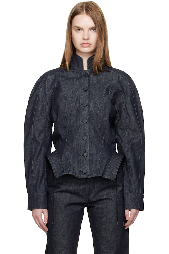 Mugler Джинсовая куртка с рельефным рисунком цвета индиго
Mugler Джинсовая куртка с рельефным рисунком цвета индиго