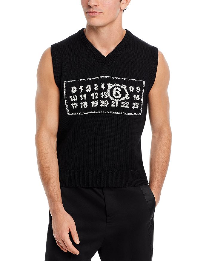 Жаккардовый свитер-жилет MM6 Maison Margiela, черный 
Жаккардовый свитер-жилет MM6 Maison Margiela, черный