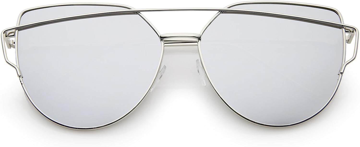 Солнцезащитные очки-авиаторы zeroUV с увеличенной металлической оправой, тонкими дужками и цветными зеркальными плоскими линзами, диаметр линз 62 мм, Silver / Silver Mirror
Солнцезащитные очки-авиаторы zeroUV с увеличенной металлической оправой, тонкими дужками и цветными зеркальными плоскими линзами, диаметр линз 62 мм, Silver / Silver Mirror