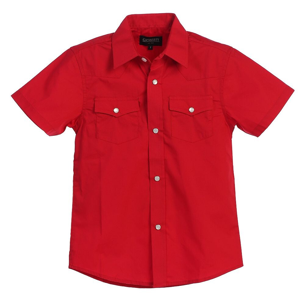 Детская однотонная рубашка в стиле вестерн с короткими рукавами Gioberti, красный
Детская однотонная рубашка в стиле вестерн с короткими рукавами Gioberti, красный