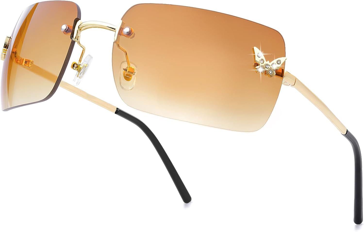 knliwkm Безободковые прямоугольные солнцезащитные очки в стиле Y2k для женщин и мужчин, милые, маленькие, с прозрачными тонированными линзами, модные очки 2000-х годов, бабочка, Gold, Gradient Tea
knliwkm Безободковые прямоугольные солнцезащитные очки в стиле Y2k для женщин и мужчин, милые, маленькие, с прозрачными тонированными линзами, модные очки 2000-х годов, бабочка, Gold, Gradient Tea