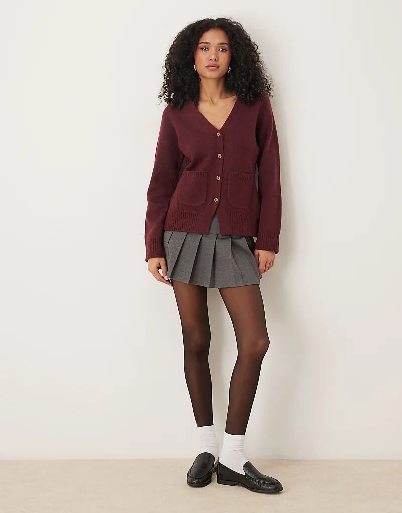 ASOS DESIGN Кардиган бойфренда с карманами бордового цвета 
ASOS DESIGN Кардиган бойфренда с карманами бордового цвета