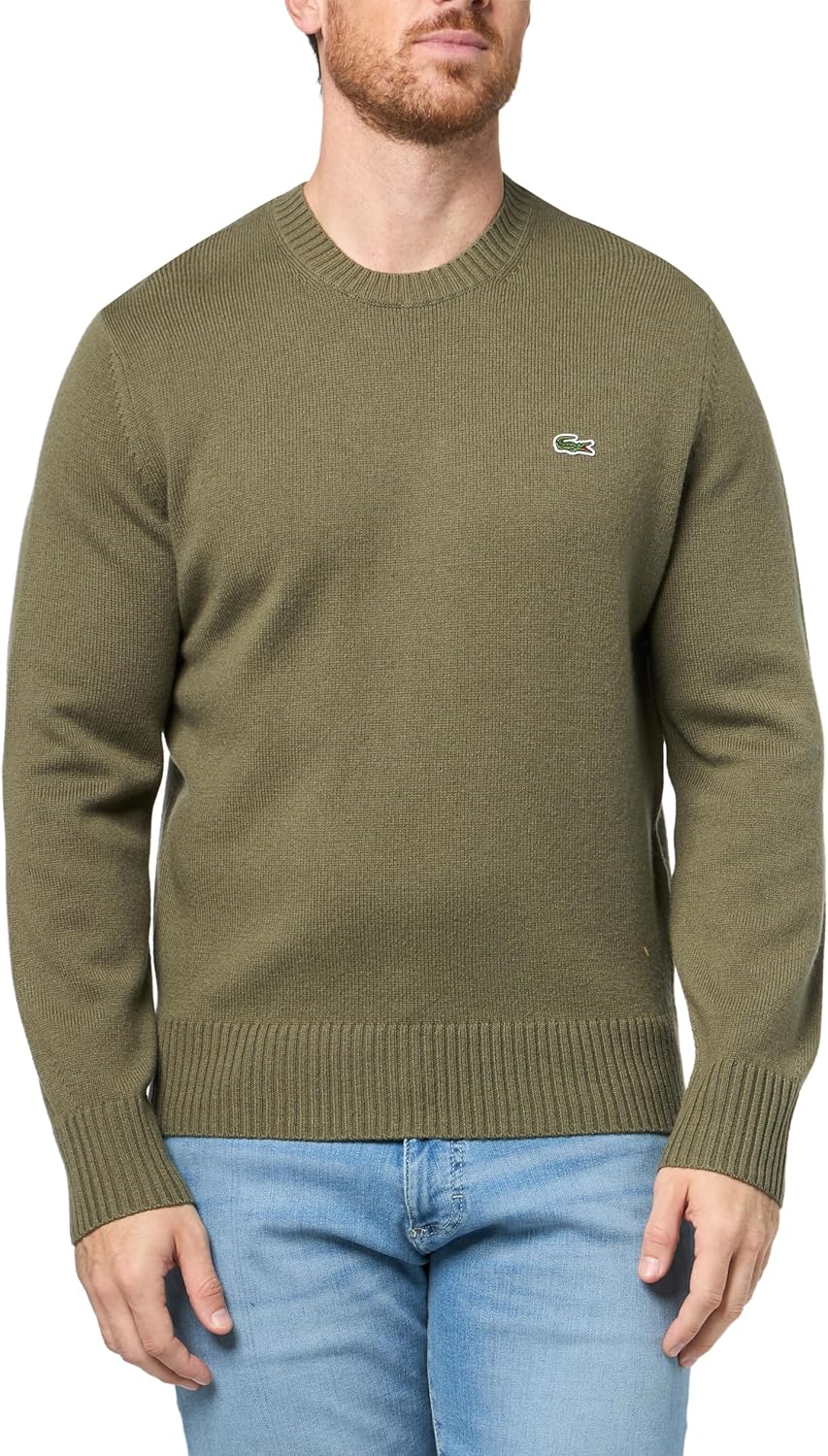 Lacoste мужской кардочесаный шерстяной свитер с круглым вырезом, Olive
Lacoste мужской кардочесаный шерстяной свитер с круглым вырезом, Olive