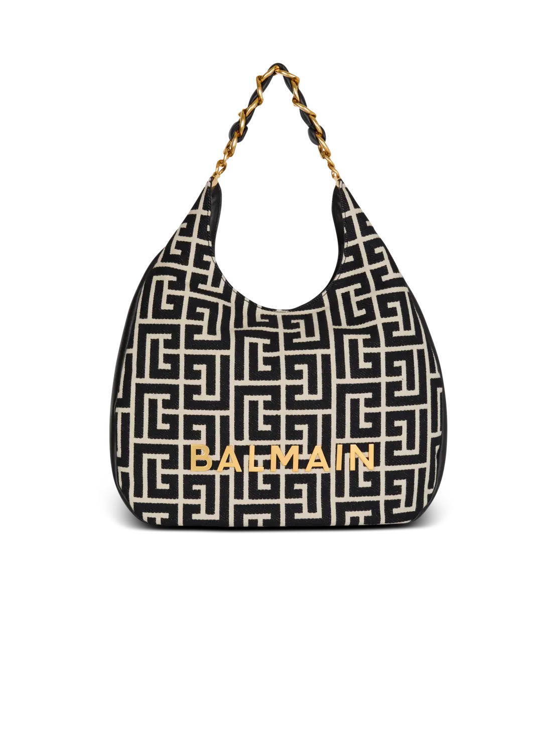 Большая мягкая сумка-хобо 1945 из жаккарда с монограммой Balmain, черный
Большая мягкая сумка-хобо 1945 из жаккарда с монограммой Balmain, черный