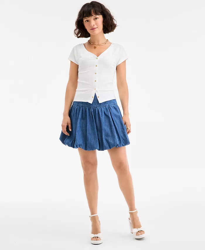 Женская джинсовая мини-юбка с пузырьковым подолом On 34th, синий
Женская джинсовая мини-юбка с пузырьковым подолом On 34th, синий