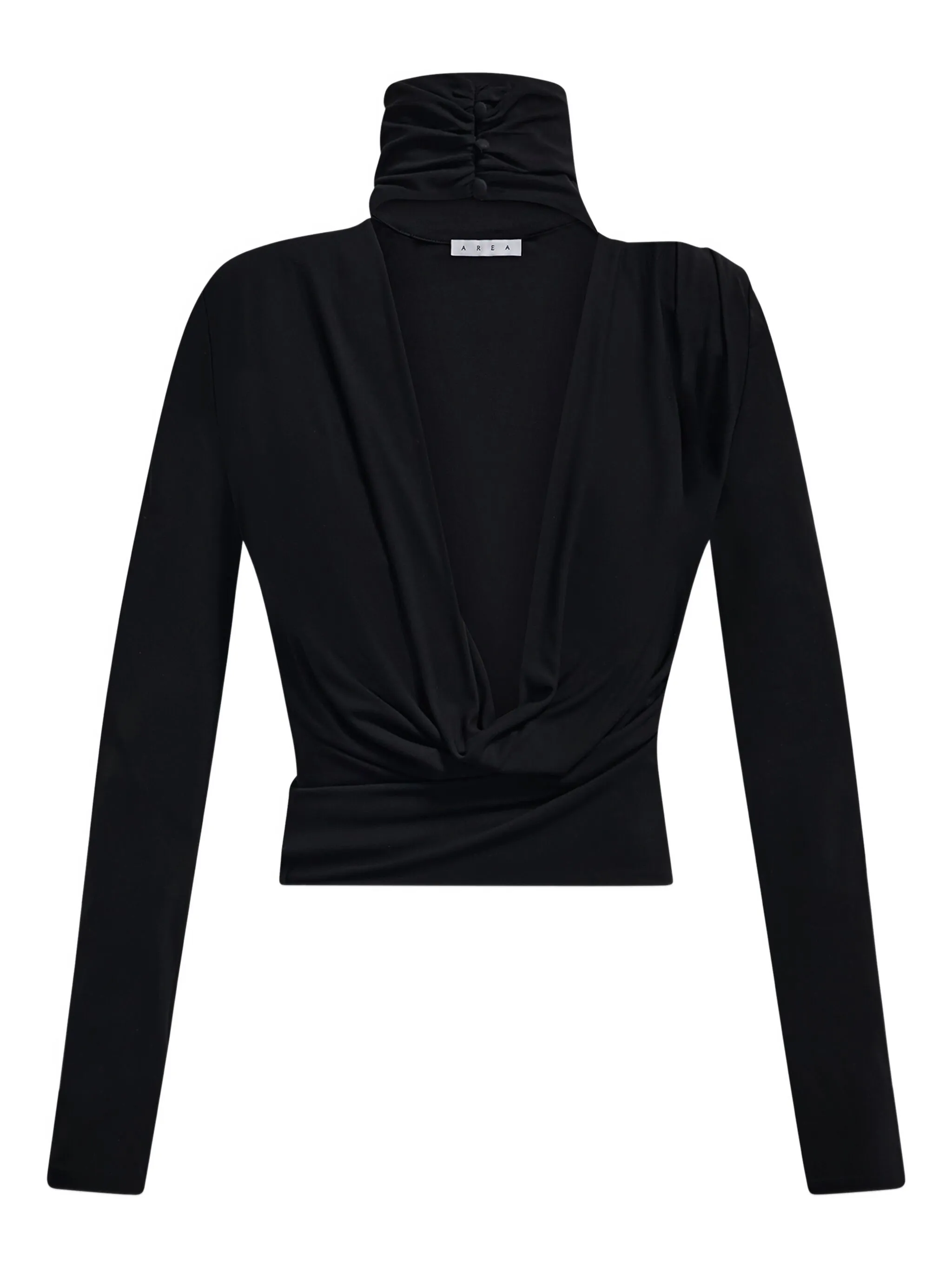 Драпированный топ с кристаллами Area, черный
Драпированный топ с кристаллами Area, черный