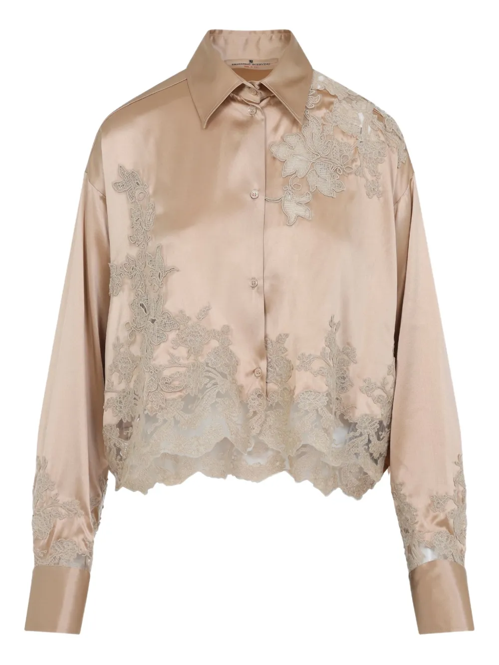 Шелковая рубашка с кружевными вставками Ermanno Scervino, нейтральный
Шелковая рубашка с кружевными вставками Ermanno Scervino, нейтральный