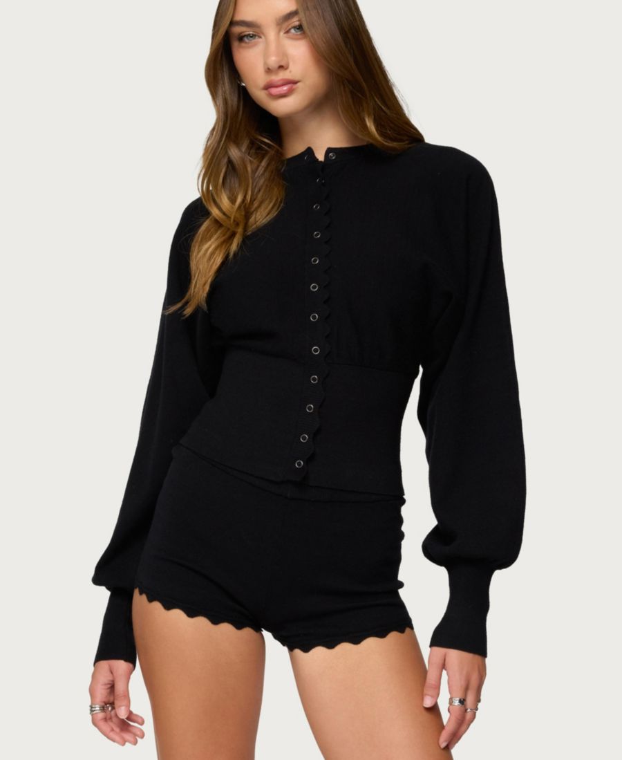 Женский кардиган Maizy с пышными рукавами и фестончатым краем, связанный спицами Edikted, Black
Женский кардиган Maizy с пышными рукавами и фестончатым краем, связанный спицами Edikted, Black