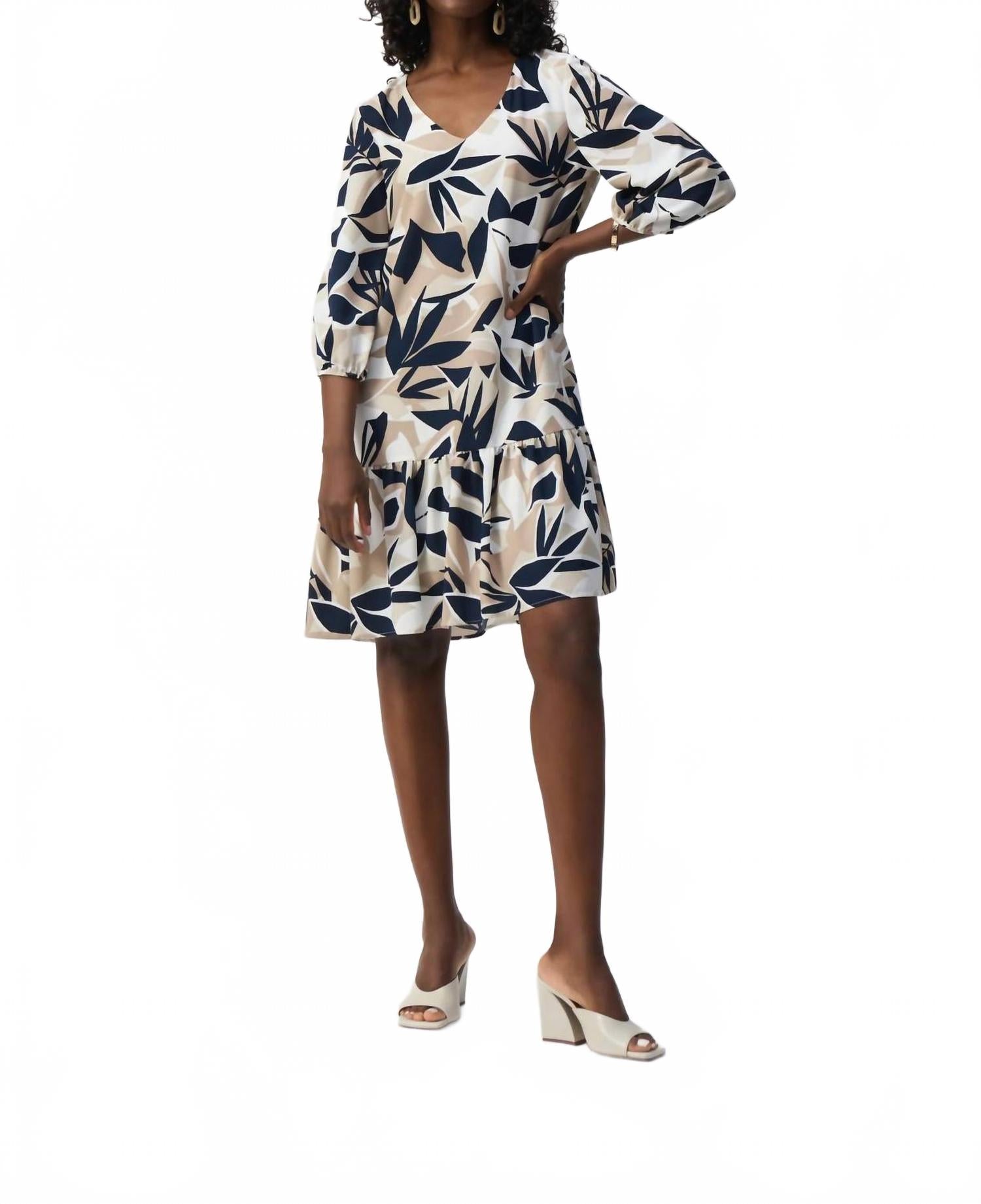 Leaf Print Puff Sleeve Trapeze Dress In Vanilla/multi Joseph Ribkoff
Leaf Print Puff Sleeve Trapeze Dress In Vanilla/multi Joseph Ribkoff