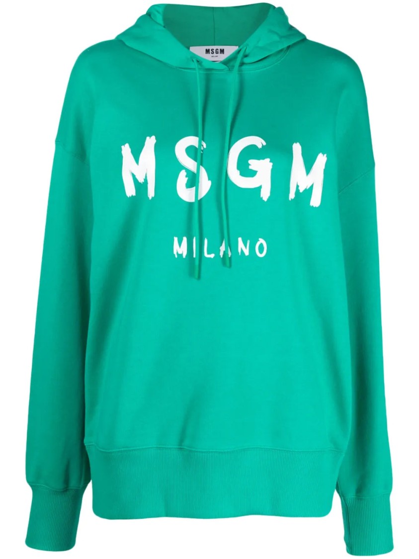 Графитовый худи свободного кроя с принтом MSGM, синий 
Графитовый худи свободного кроя с принтом MSGM, синий
