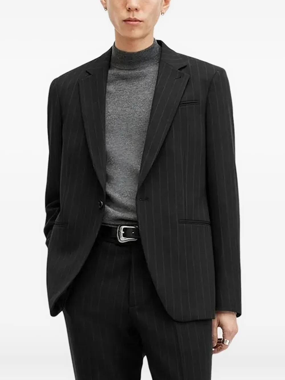 Однобортный пиджак Heddon в тонкую полоску AllSaints, черный
Однобортный пиджак Heddon в тонкую полоску AllSaints, черный