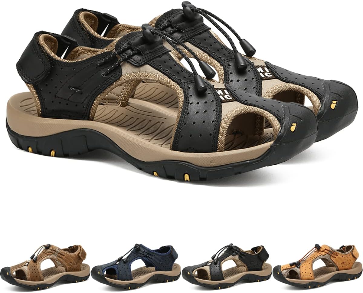 Мужские кожаные сандалии для треккинга и вождения, повседневная спортивная обувь для пляжа, с закрытым носком, удобные, легкие, водонепроницаемые сандалии для лета и активного отдыха на улице Generic, черный
Мужские кожаные сандалии для треккинга и вождения, повседневная спортивная обувь для пляжа, с закрытым носком, удобные, легкие, водонепроницаемые сандалии для лета и активного отдыха на улице Generic, черный