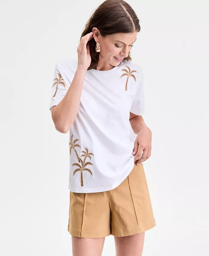 Женская хлопковая футболка с принтом Palm I.N.C. International Concepts, белый
Женская хлопковая футболка с принтом Palm I.N.C. International Concepts, белый