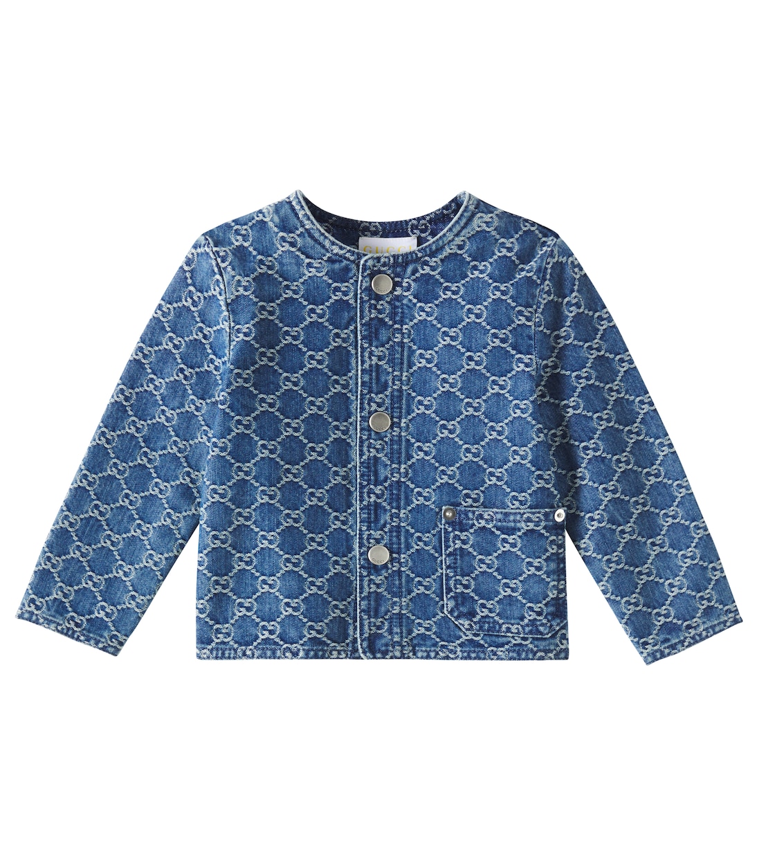 Детская джинсовая куртка GG в стиле жаккард Gucci Kids, Deep Azure
Детская джинсовая куртка GG в стиле жаккард Gucci Kids, Deep Azure