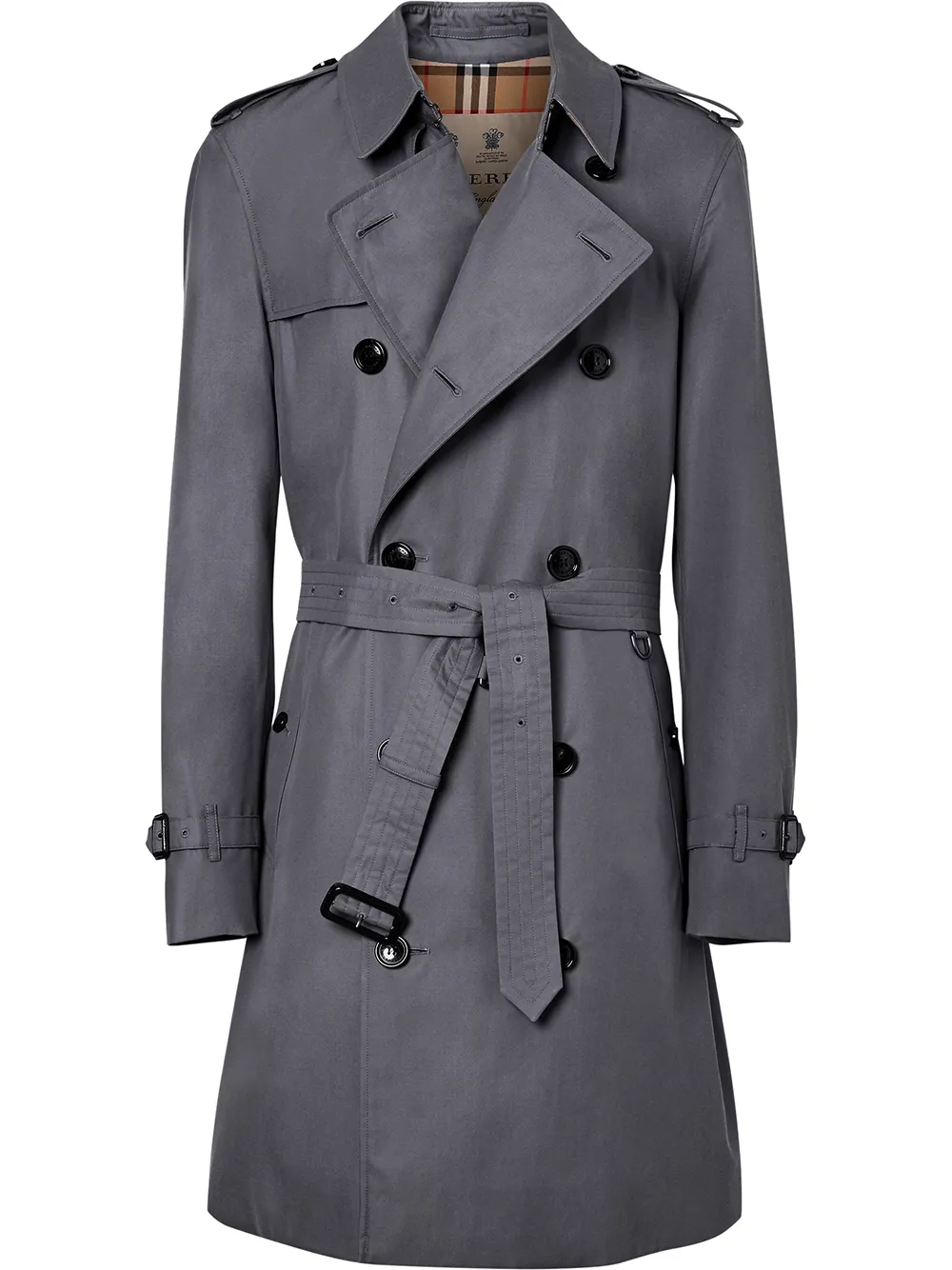Тренч Chelsea Heritage длины миди BURBERRY, серый 
Тренч Chelsea Heritage длины миди BURBERRY, серый