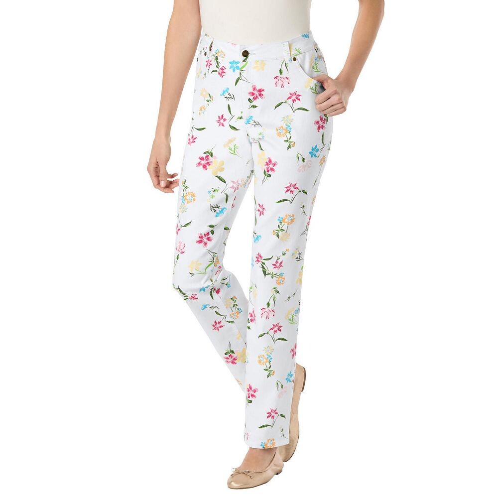 Женщина в женских эластичных джинсах прямого кроя больших размеров для высоких Woman Within, цвет White Flowers
Женщина в женских эластичных джинсах прямого кроя больших размеров для высоких Woman Within, цвет White Flowers
