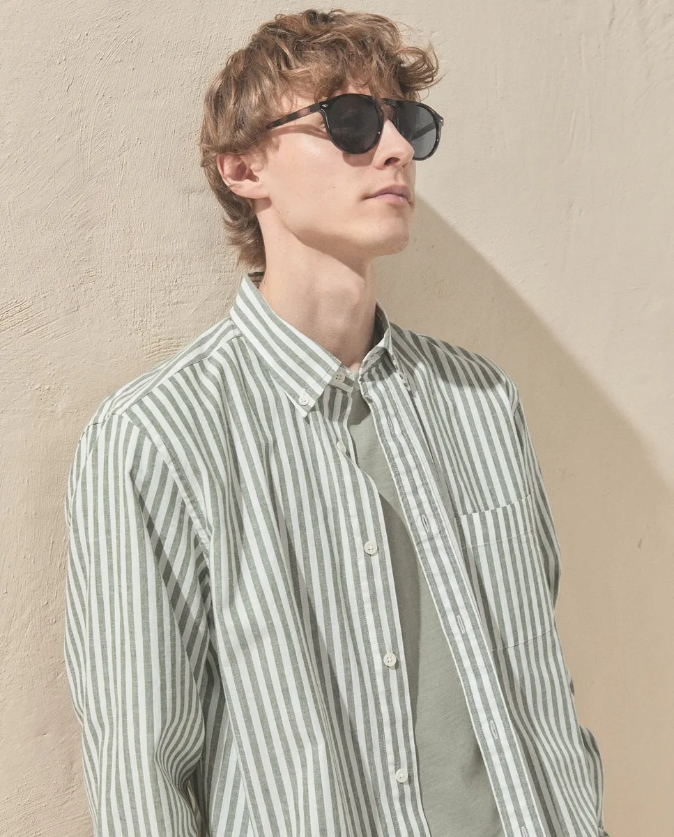 Мужская рубашка из хлопка и льна с полосками Dustin, зеленый
Мужская рубашка из хлопка и льна с полосками Dustin, зеленый