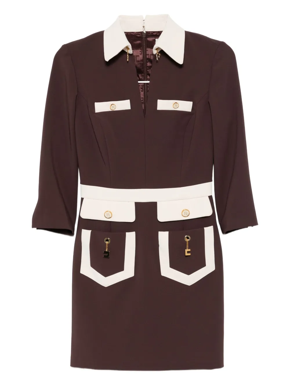 Платье в стиле колор-блок Elisabetta Franchi, красный 
Платье в стиле колор-блок Elisabetta Franchi, красный