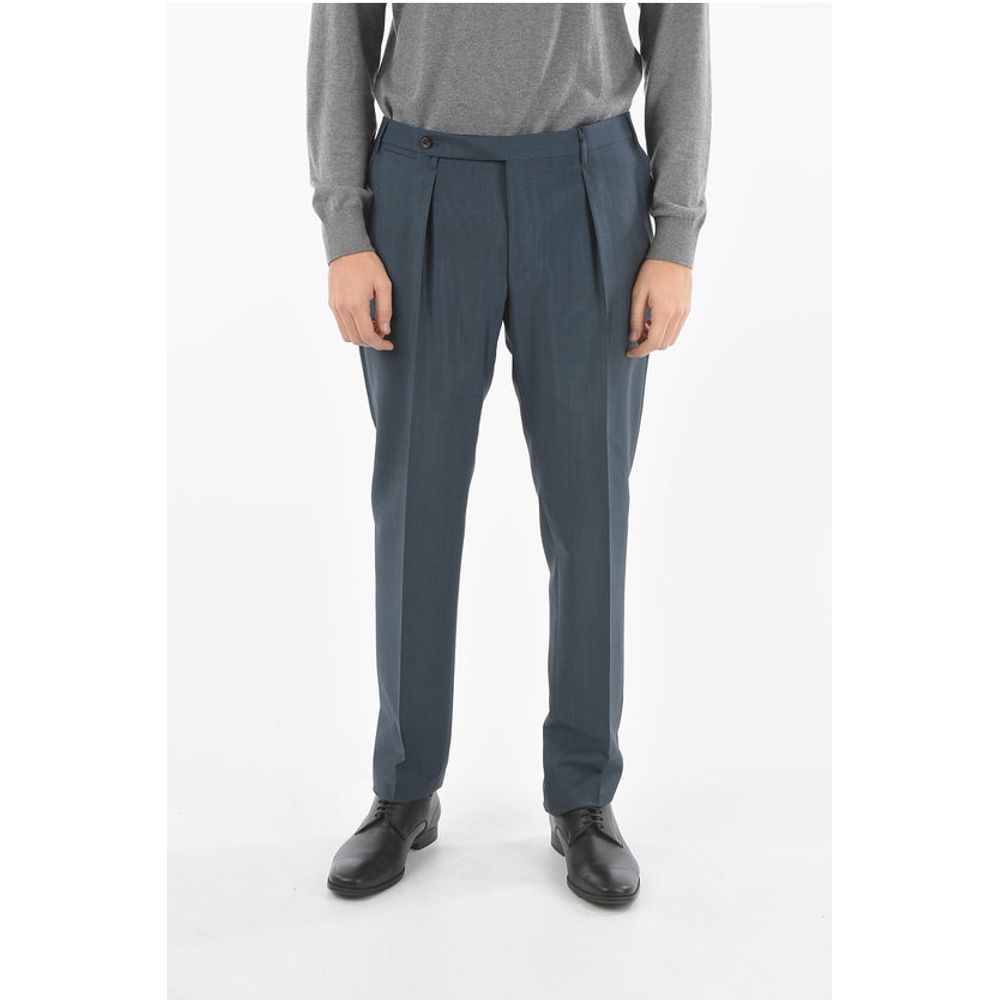 Брюки без подкладки с крючками и булавками Corneliani, Blue 
Брюки без подкладки с крючками и булавками Corneliani, Blue