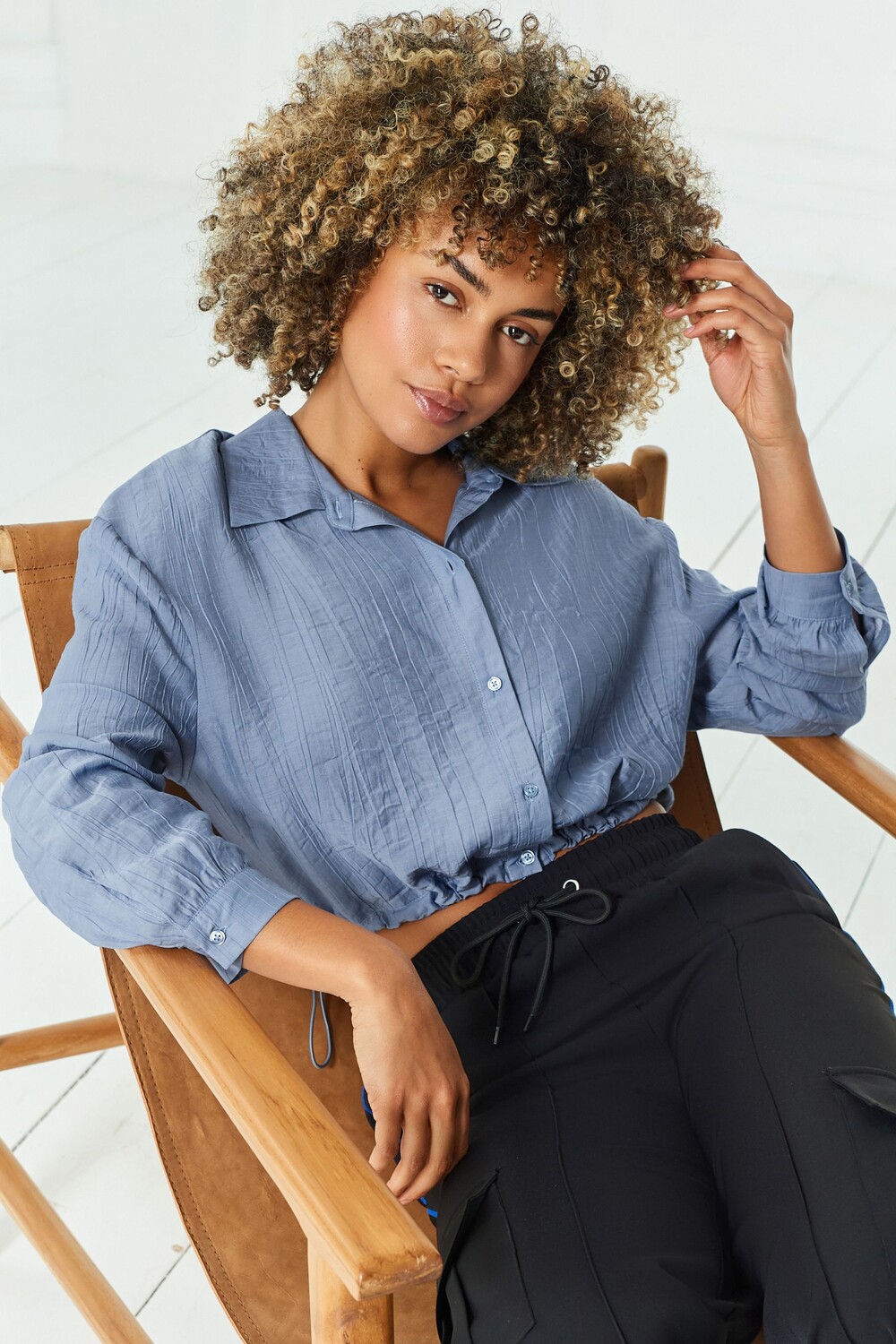 Короткая рубашка из присборенной ткани Next, синий
Короткая рубашка из присборенной ткани Next, синий