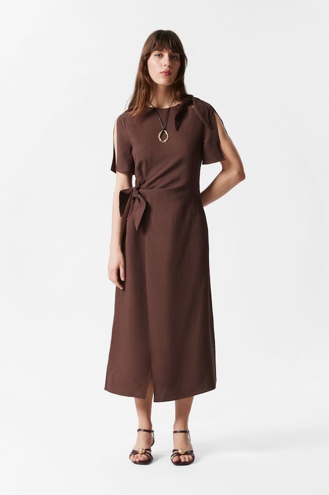 Платье миди с узлом & Other Stories, коричневый 
Платье миди с узлом & Other Stories, коричневый