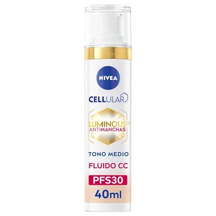 NIVEA Luminous 630 Anti-Spot Fluid CC SPF30 3-в-1 40 мл CC-крем с тройным действием, тонирующий солнцезащитный крем для лица, средний оттенок
NIVEA Luminous 630 Anti-Spot Fluid CC SPF30 3-в-1 40 мл CC-крем с тройным действием, тонирующий солнцезащитный крем для лица, средний оттенок