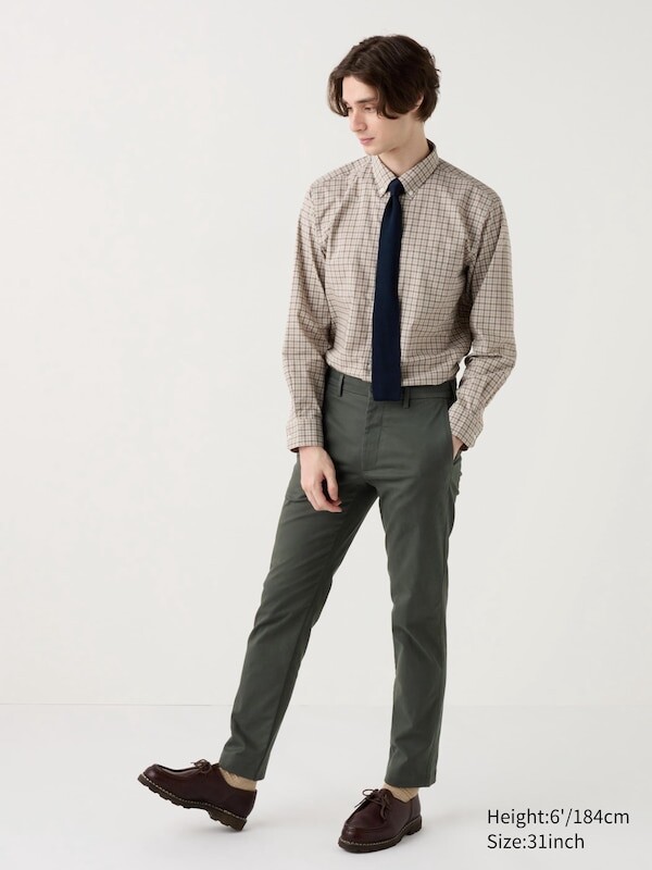 Облегающие брюки-чинос короткие Uniqlo, зеленый 
Облегающие брюки-чинос короткие Uniqlo, зеленый