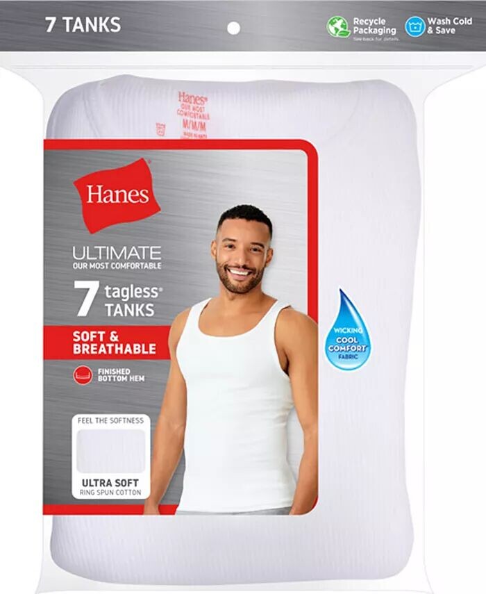Мужская одежда Ultimate ComfortSoft, 7 шт. Влагоотводящие хлопковые майки Hanes, белый
Мужская одежда Ultimate ComfortSoft, 7 шт. Влагоотводящие хлопковые майки Hanes, белый