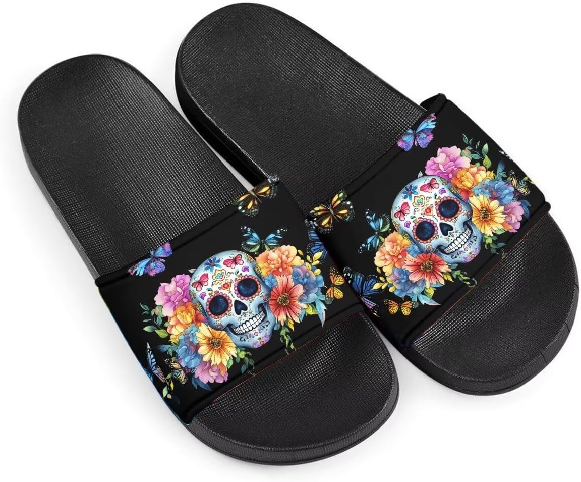 Тапочки Howilath с оригинальным узором для женщин и мужчин, нескользящие шлепанцы с одной лямкой, открытый носок, мягкая подошва, плоские сандалии, Sugar Skull Flower Butterfly
Тапочки Howilath с оригинальным узором для женщин и мужчин, нескользящие шлепанцы с одной лямкой, открытый носок, мягкая подошва, плоские сандалии, Sugar Skull Flower Butterfly