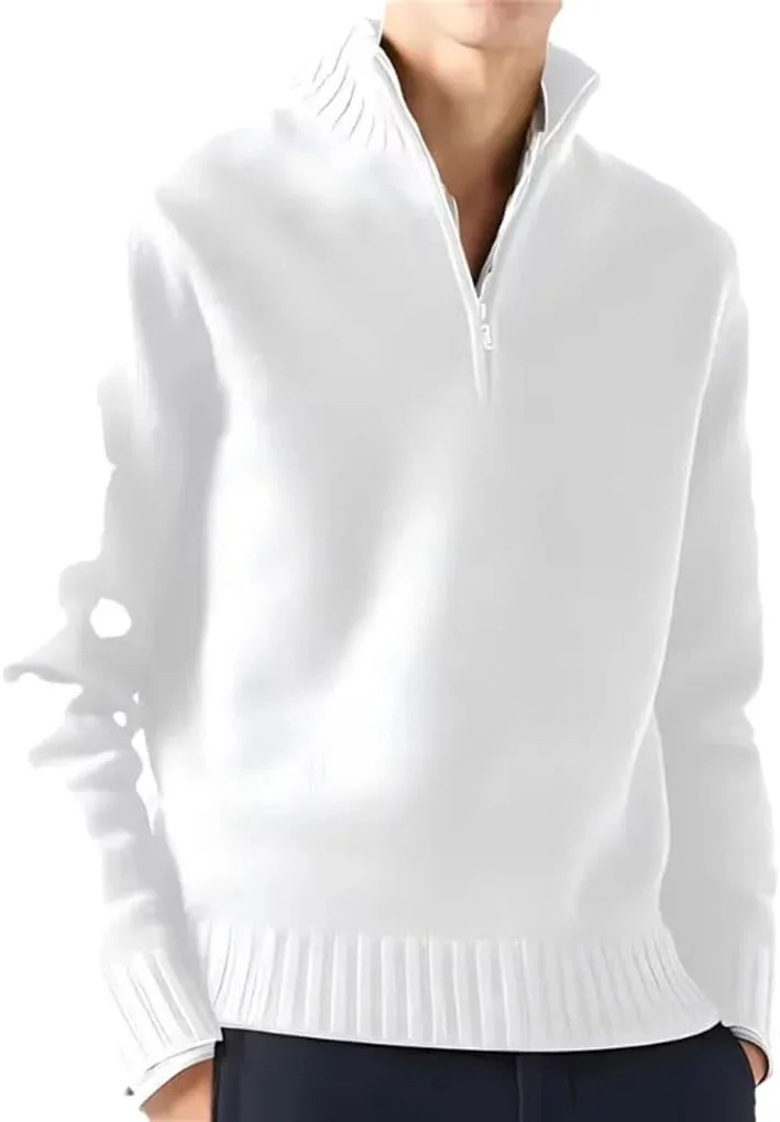 Мужской однотонный повседневный свитер с высоким воротником, молнией и фактурной вязкой
Мужской однотонный повседневный свитер с высоким воротником, молнией и фактурной вязкой