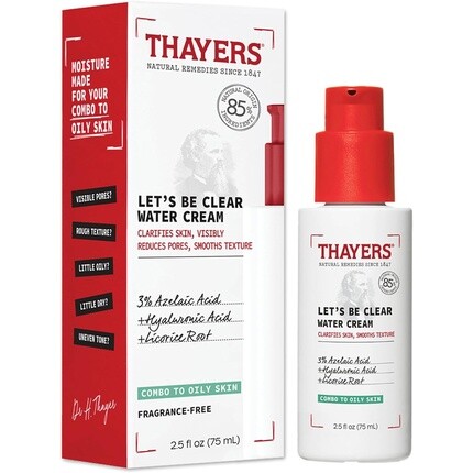 Thayers Let's Be Clear Water Крем для лица увлажняющий с азелаиновой кислотой и гиалуроновой кислотой 75 мл, Thayer'S
Thayers Let's Be Clear Water Крем для лица увлажняющий с азелаиновой кислотой и гиалуроновой кислотой 75 мл, Thayer'S