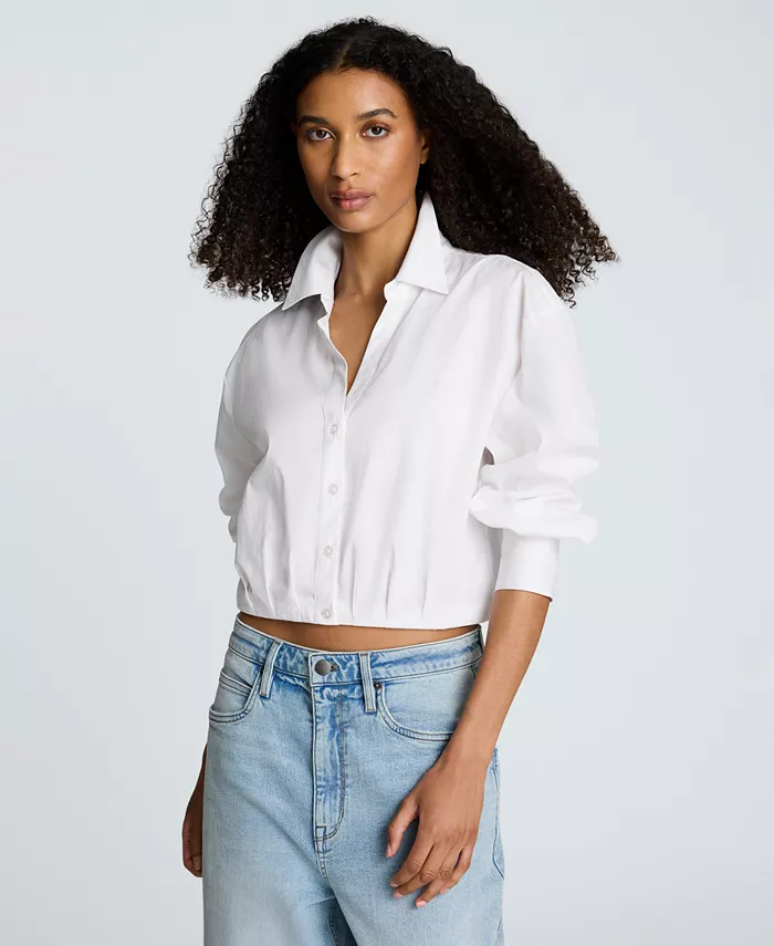 Женская укороченная рубашка с длинным рукавом и застежкой на пуговицы спереди Kenneth Cole, белый
Женская укороченная рубашка с длинным рукавом и застежкой на пуговицы спереди Kenneth Cole, белый