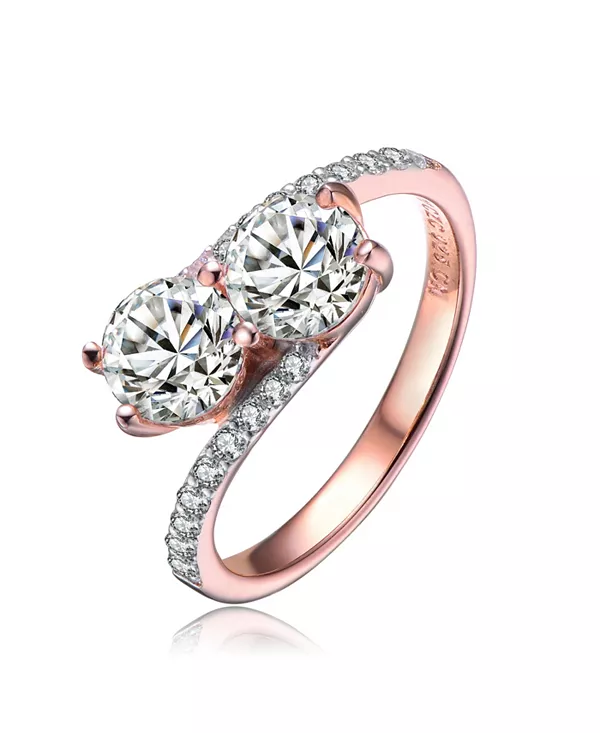 Стерлинговое серебро с покрытием из розового золота, два прозрачных круглых кубических циркония с частичной мозаикой из прозрачных круглых кубических цирконий, витой стиль Genevive, two-tone
Стерлинговое серебро с покрытием из розового золота, два прозрачных круглых кубических циркония с частичной мозаикой из прозрачных круглых кубических цирконий, витой стиль Genevive, two-tone