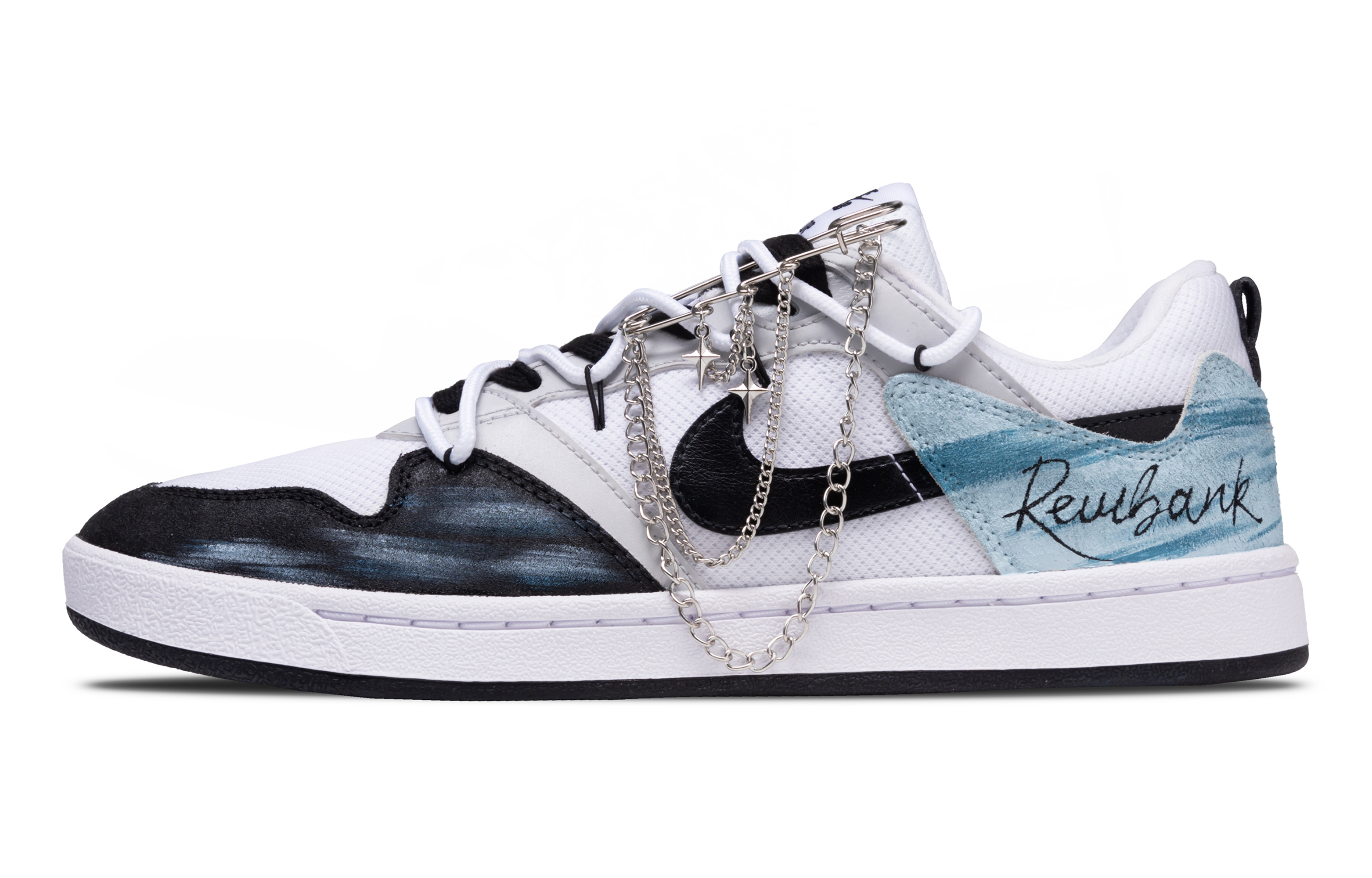 Nike Кроссовки для скейтбординга SB Alleyoop Drifters, износостойкие, низкие, мужские, синие, черные, белые 
Nike Кроссовки для скейтбординга SB Alleyoop Drifters, износостойкие, низкие, мужские, синие, черные, белые