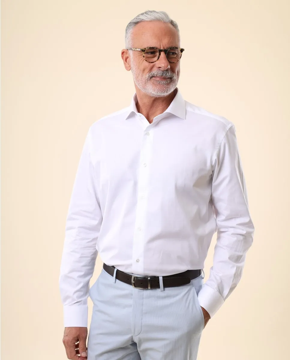 Мужская мягкая облегающая рубашка из хлопка белого цвета Wickett Jones, белый
Мужская мягкая облегающая рубашка из хлопка белого цвета Wickett Jones, белый