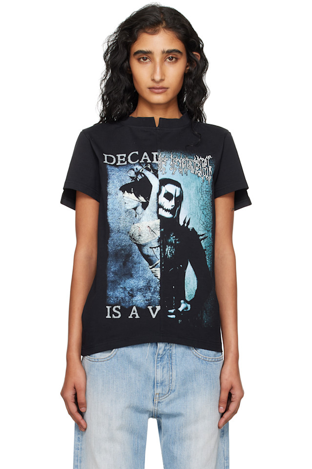Vetements Черная колыбель грязи, обрезанная облегающая футболка
Vetements Черная колыбель грязи, обрезанная облегающая футболка