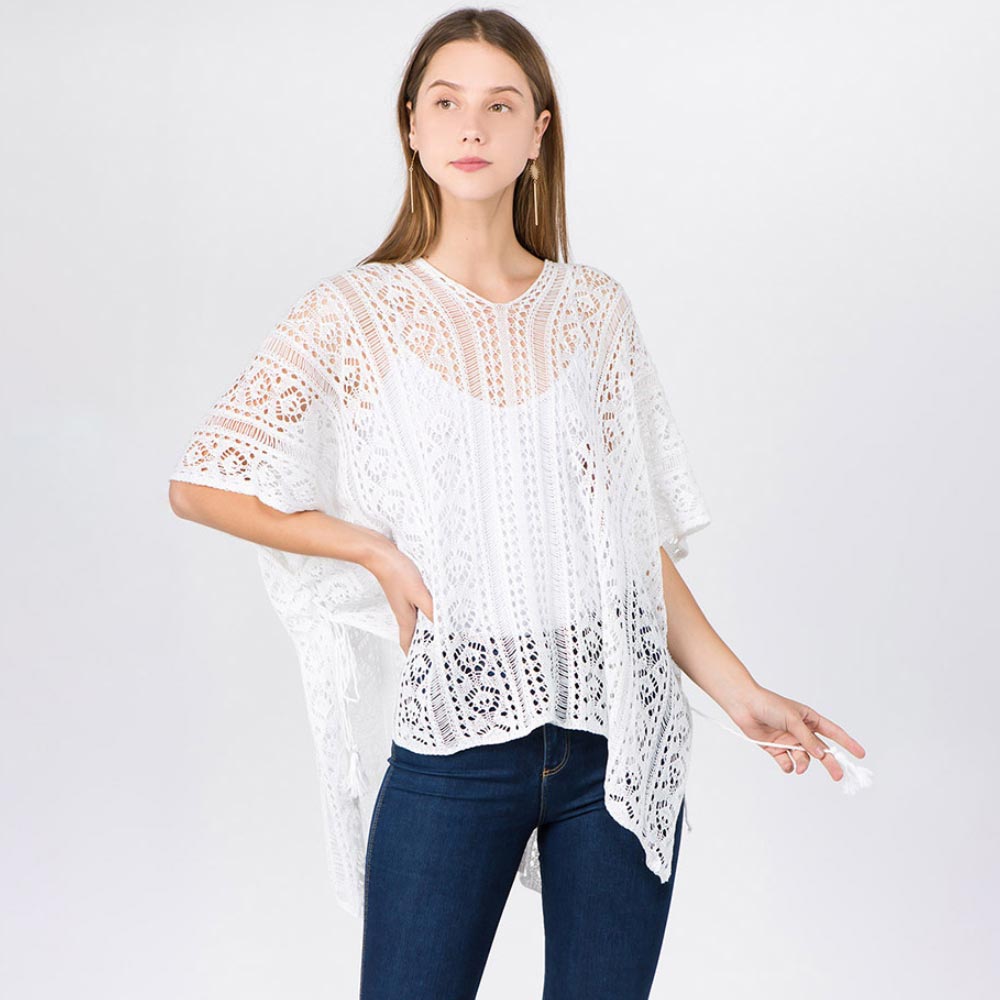 Бохо пончо с кружевными кистями TRUEDAMES, белый
Бохо пончо с кружевными кистями TRUEDAMES, белый