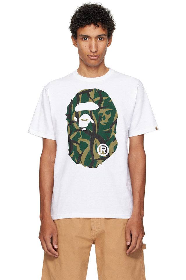 Bape Белая футболка с камуфляжным рисунком головы большой обезьяны
Bape Белая футболка с камуфляжным рисунком головы большой обезьяны