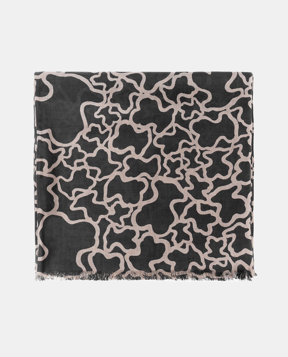 Черный шарф с логотипом Tous, черный 
Черный шарф с логотипом Tous, черный