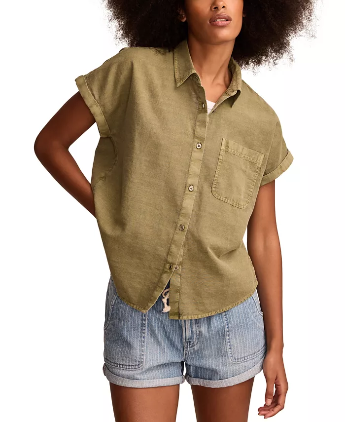 Женская рубашка с закатанными рукавами и пуговицами Lucky Brand, зеленый
Женская рубашка с закатанными рукавами и пуговицами Lucky Brand, зеленый