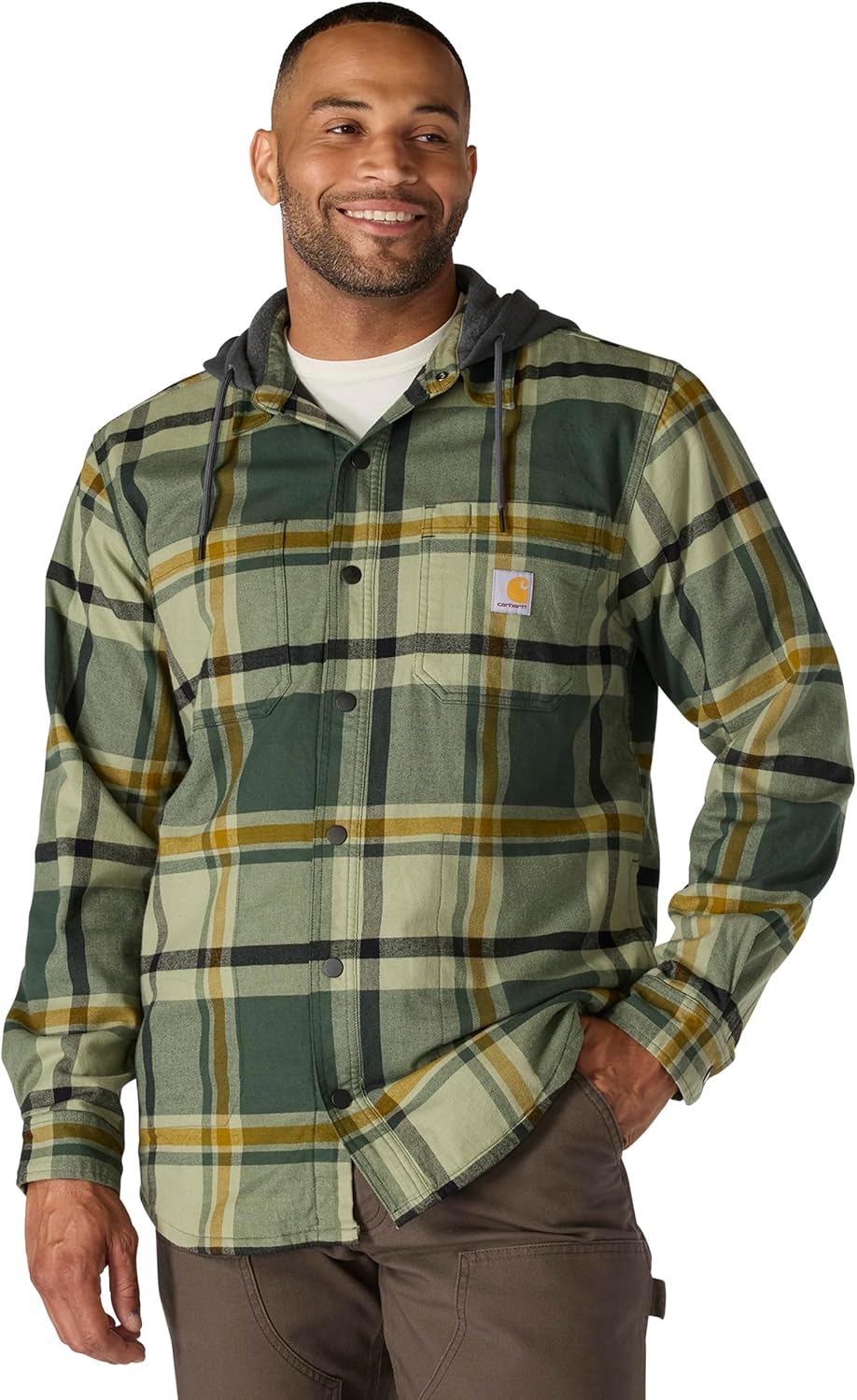 Carhartt мужская рубашка с капюшоном на флисовой подкладке, свободного кроя, из фланели Rugged Flex, Forestry Green
Carhartt мужская рубашка с капюшоном на флисовой подкладке, свободного кроя, из фланели Rugged Flex, Forestry Green